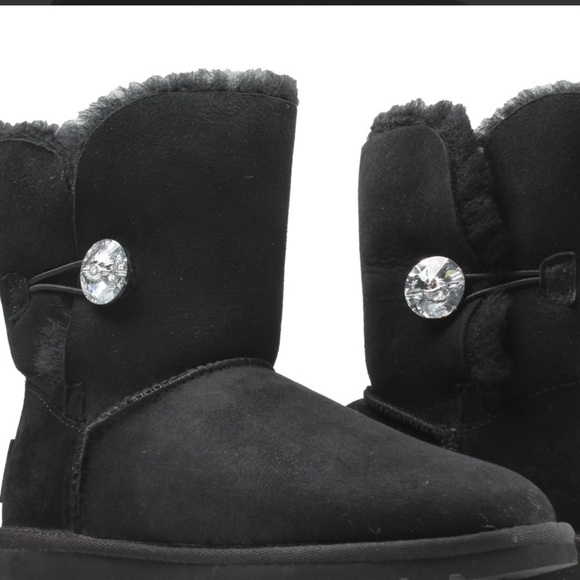 UGG Bailey Button Bling (Swarovski) Sz 6 Women Black 3349-BLK Limited Edition - Picture 7 of 11
